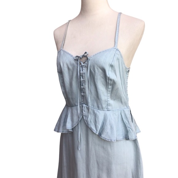 Guess Sleeveless Lace Up Maxi Dress Super Bleached Wash NEW - Picture 7 of 8